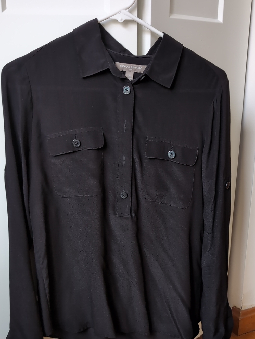 Banana Republic Half Button Silk Collared Shirt